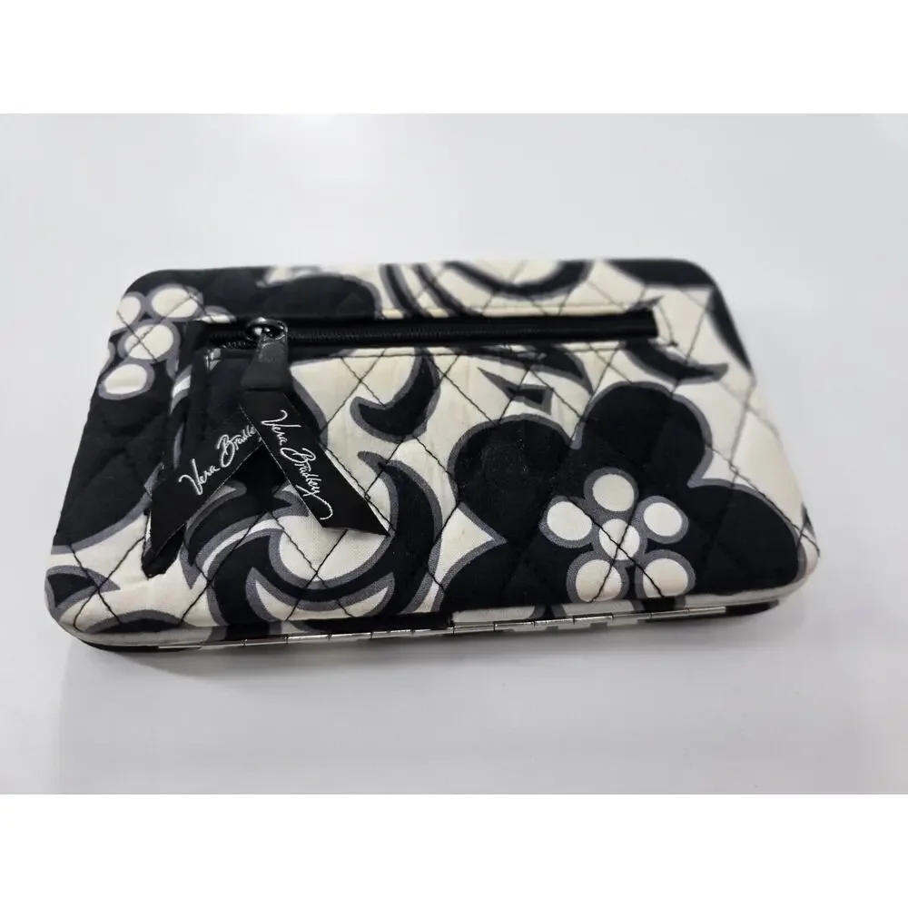 Vera Bradley Floral Black & White Zip Close Wallet Clutch Wrist Strap‎ - Picture 5 of 12